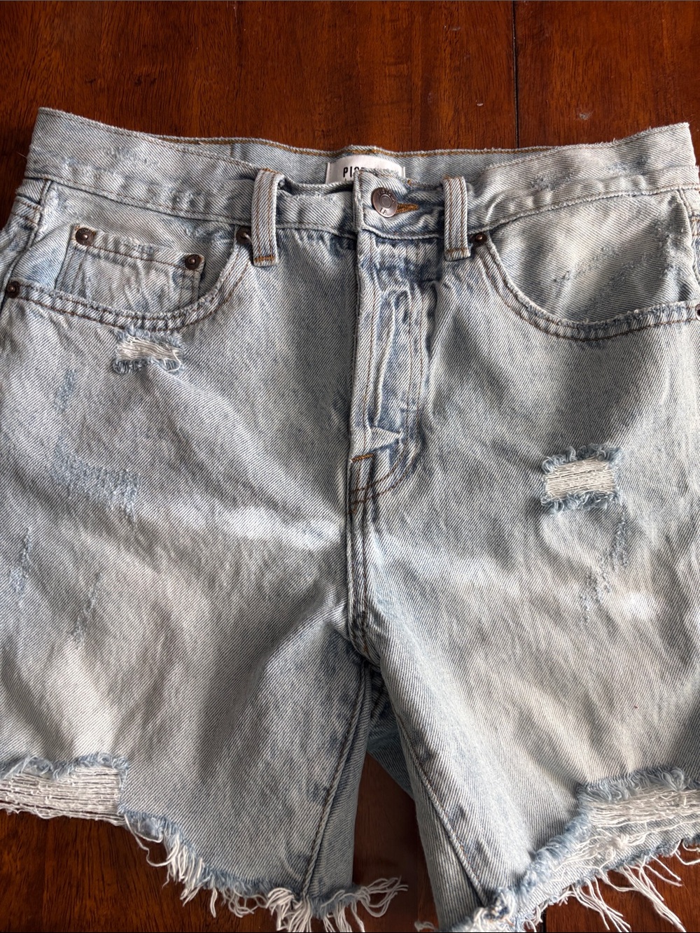 Pistola Light Blue Denim Shorts with Orange Stitching